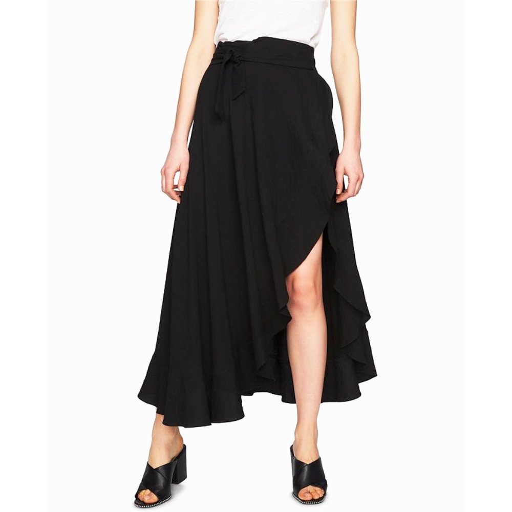 1. State Black High-Low Ruffle Wrap Skirt
